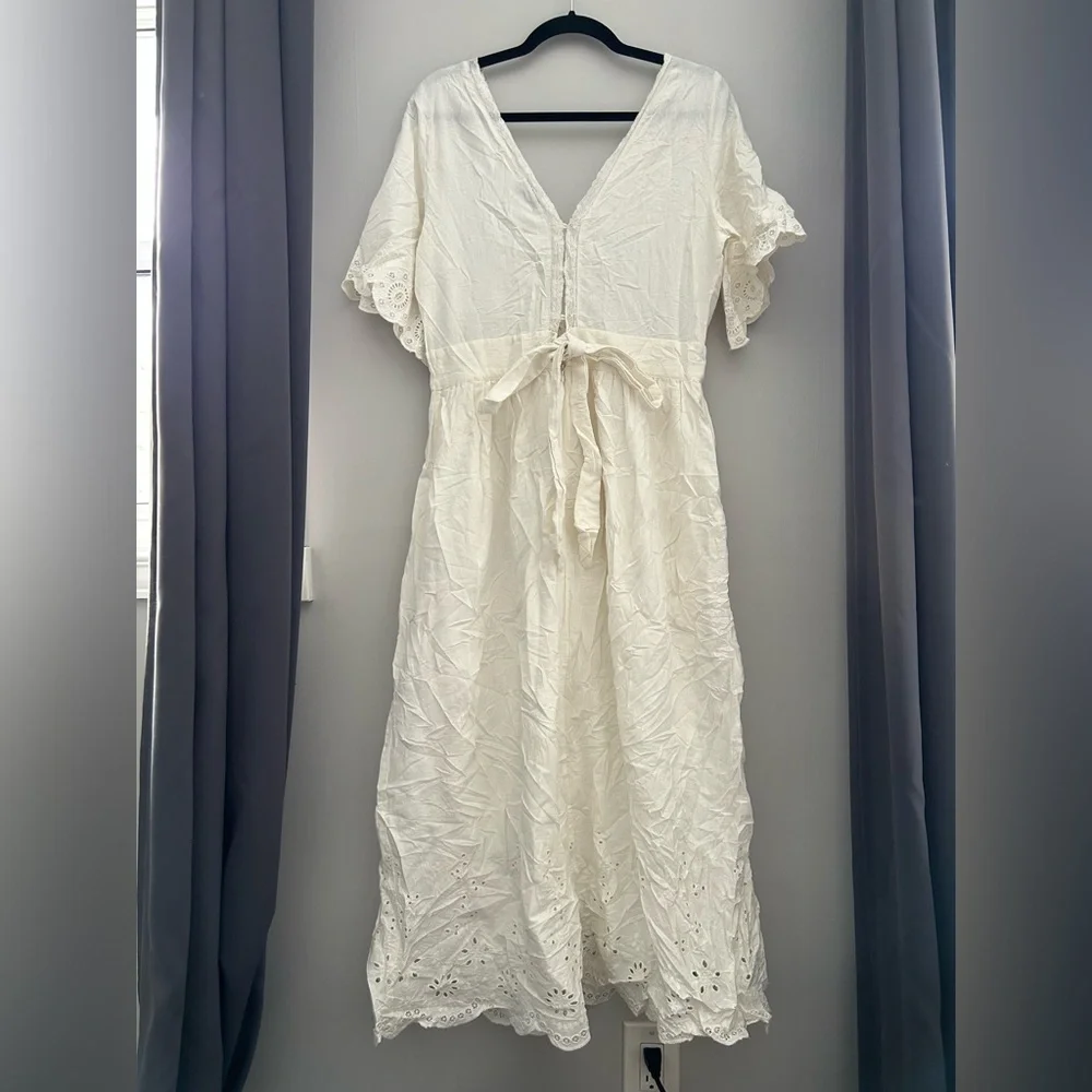 Gorgeous Ethereal Trf Collection For Zara White Linen Dress Summer cottagecore - Picture 3 of 12